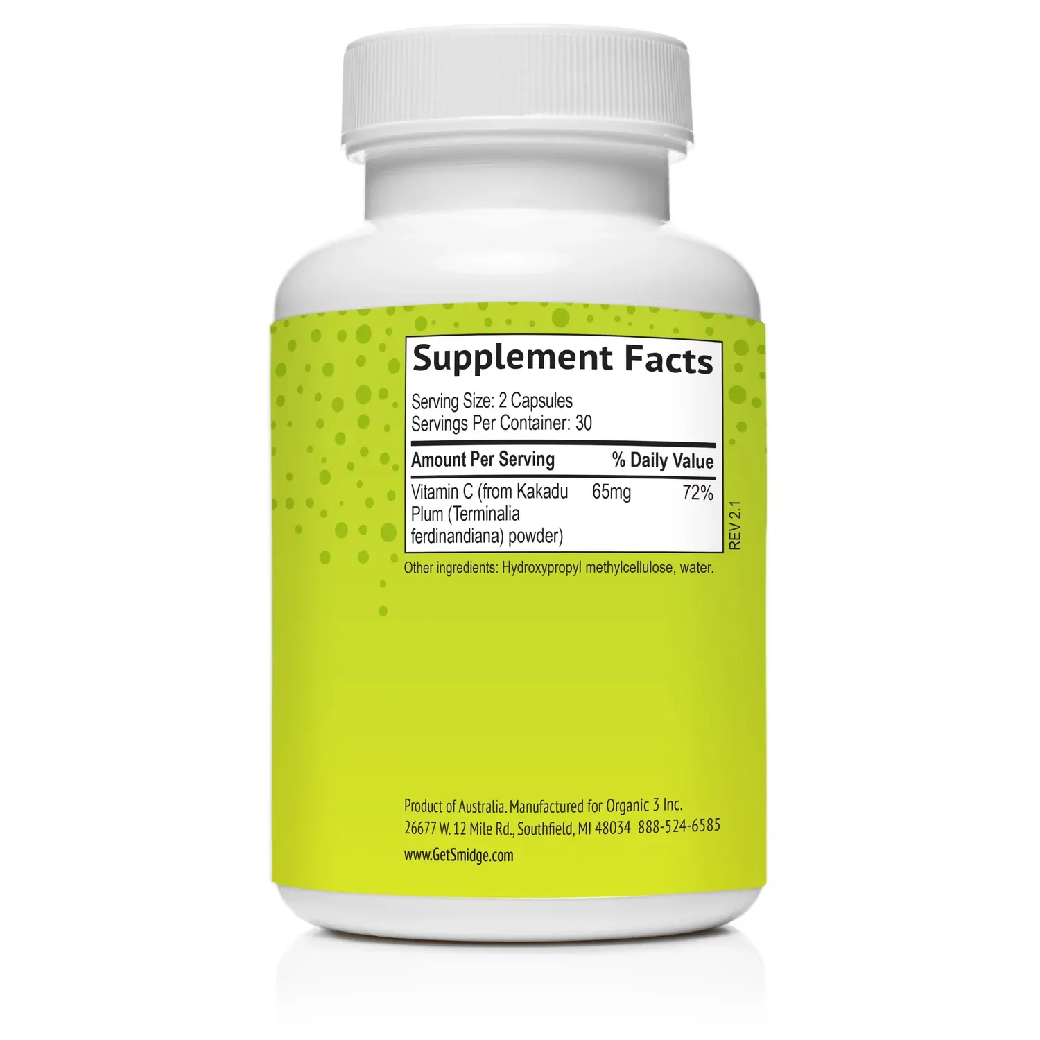 Grynas Wholefood Vitaminas C, 60 kapsulių (ne askorbo rūgštis) - Image 2
