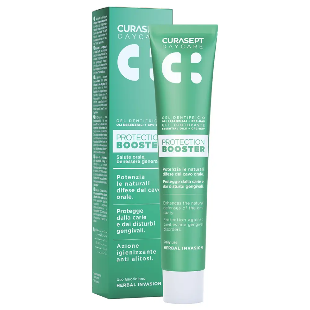 Kasdienė dantų pasta, CURASEPT Daycare Booster Herbal Invasion, mėtų ir žolelių skonio, 75 ml