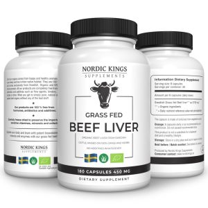Nordic Kings Beef Liver (jaučių kepenėlės- vit.A, B12, geležis) 180 kapsulių